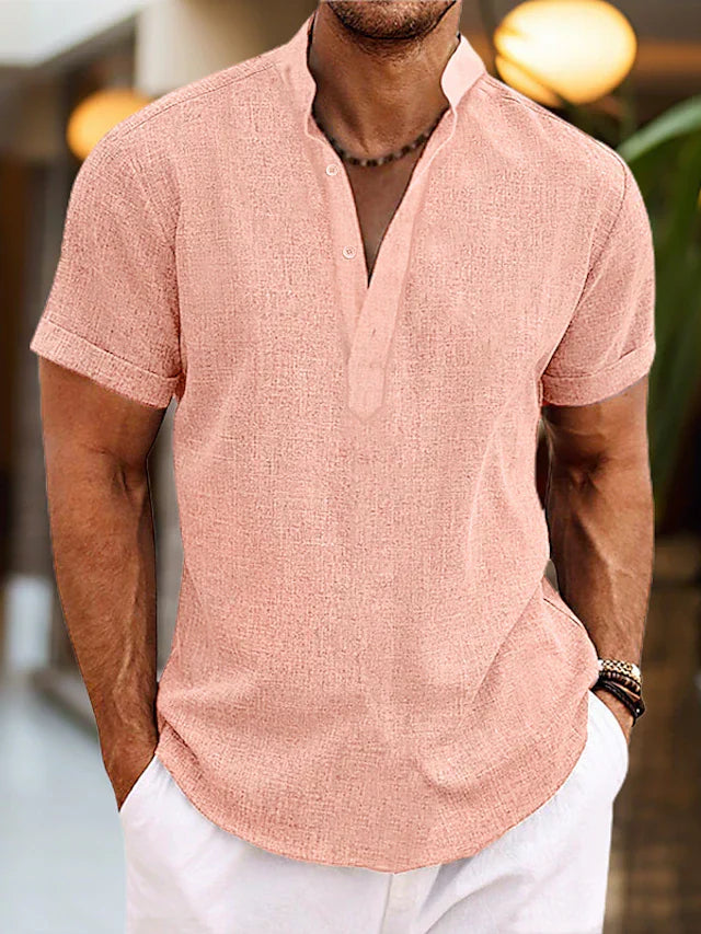 T-shirt Henley pour homme à manches courtes