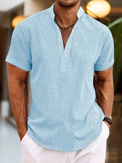 T-shirt Henley pour homme à manches courtes