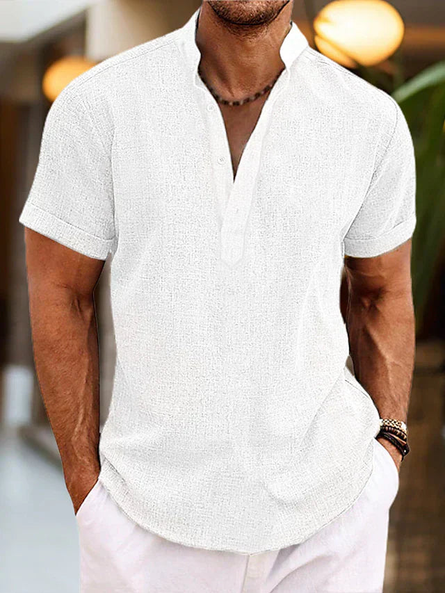 T-shirt Henley pour homme à manches courtes