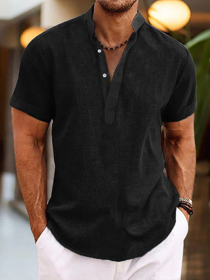 T-shirt Henley pour homme à manches courtes