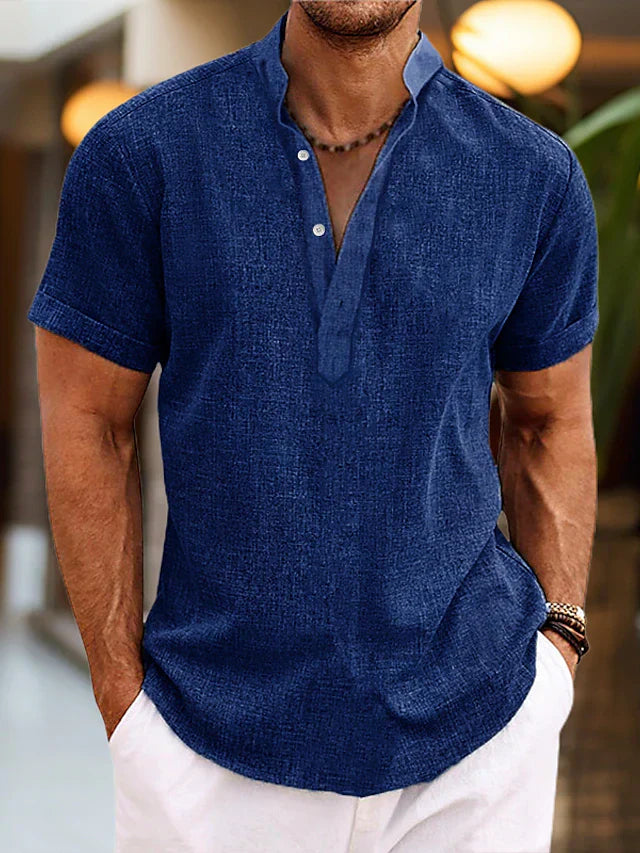 T-shirt Henley pour homme à manches courtes