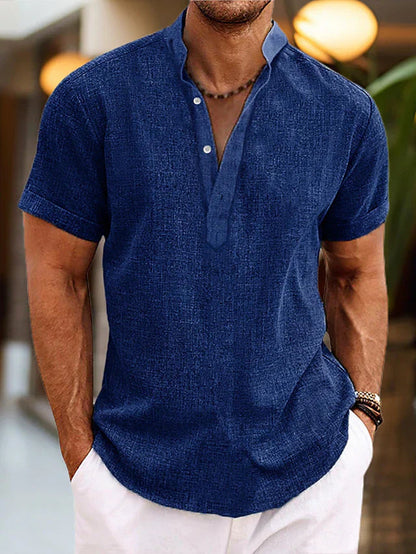T-shirt Henley pour homme à manches courtes