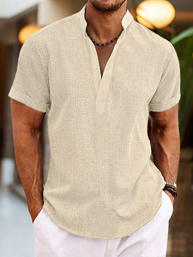T-shirt Henley pour homme à manches courtes