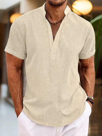 T-shirt Henley pour homme à manches courtes