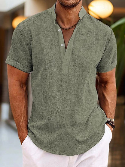 T-shirt Henley pour homme à manches courtes