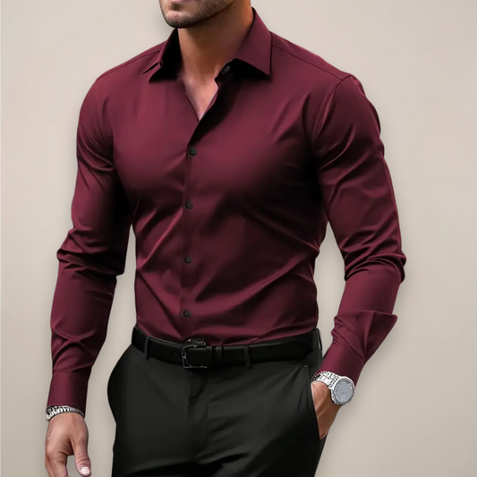 Camisa de hombre de manga larga de corte ajustado