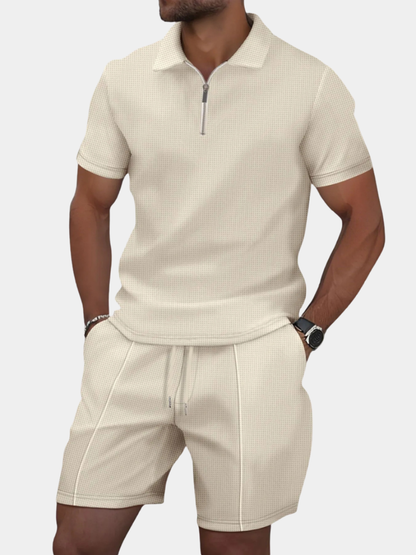 Ensemble Polo à Fermeture Éclair Homme | Short Coordonné Tenue d'Été