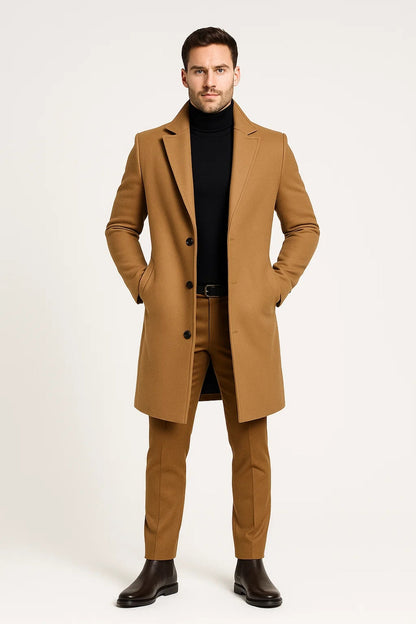 Men's Classic Long Winter Coat | Comfortable Fit for Cold Days