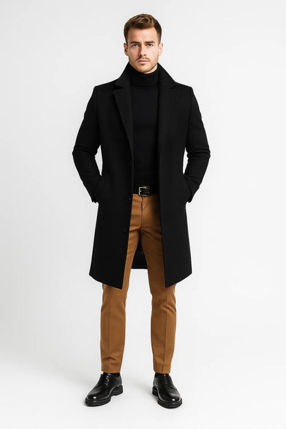 Men's Classic Long Winter Coat | Comfortable Fit for Cold Days