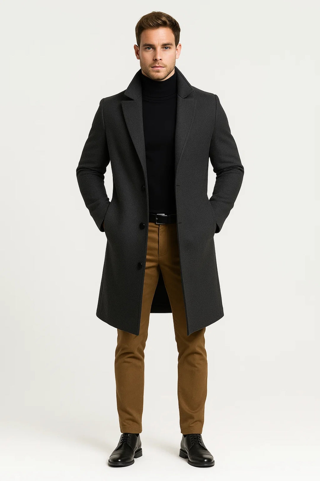 Men's Classic Long Winter Coat | Comfortable Fit for Cold Days