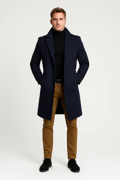 Men's Classic Long Winter Coat | Comfortable Fit for Cold Days