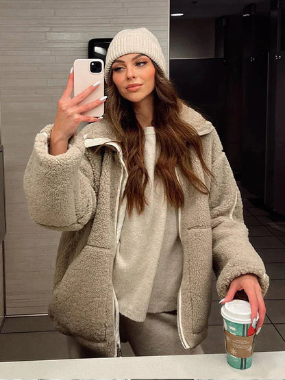Women's Plus Size Plush Coat
