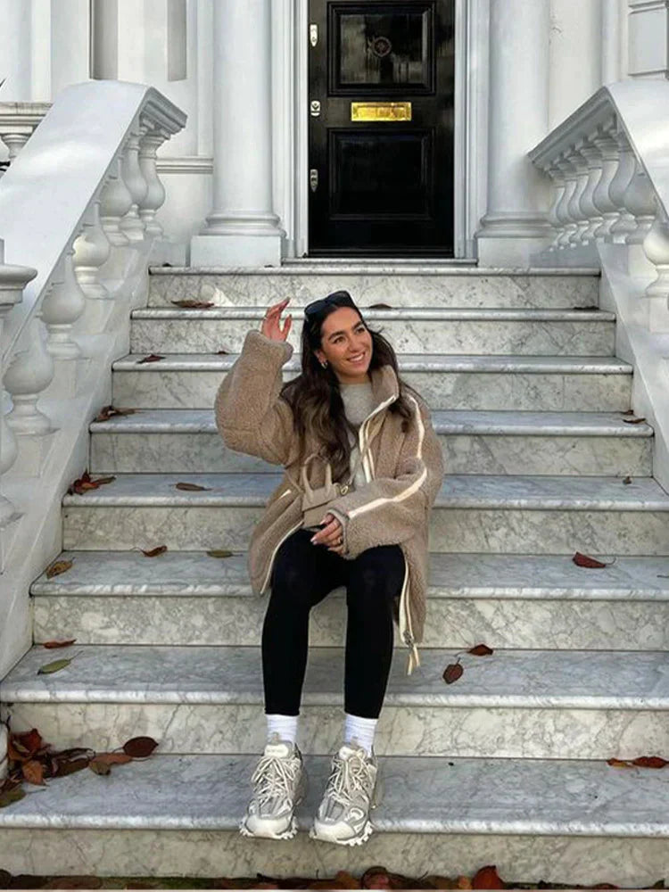 Women's Plus Size Plush Coat