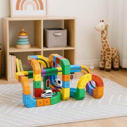 Jouet éducatif STEM avec voies modulaires et train à accumulateur | Enfants de plus de 3 ans