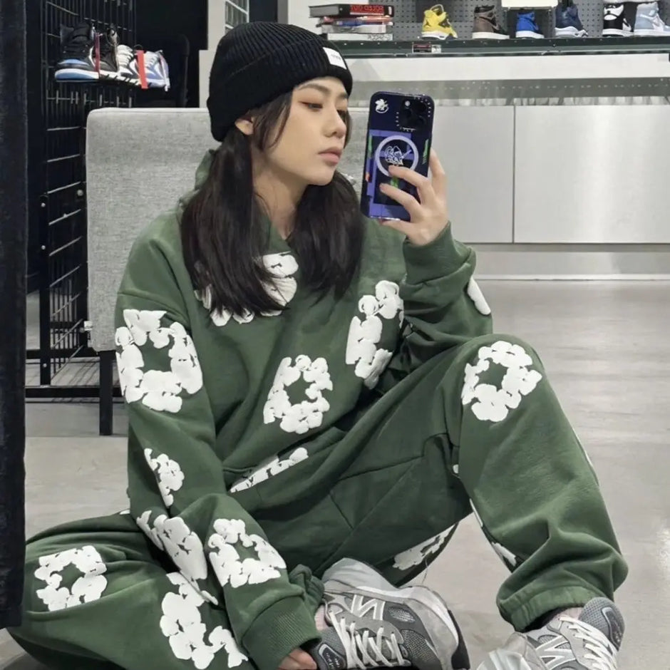 Ensemble de survêtement à imprimé floral unique