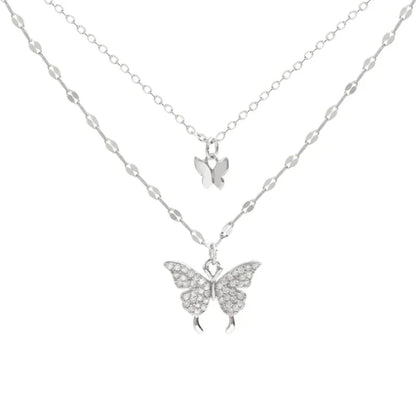 Vivienne | Elegant silver necklace set with a shimmering butterfly pendant