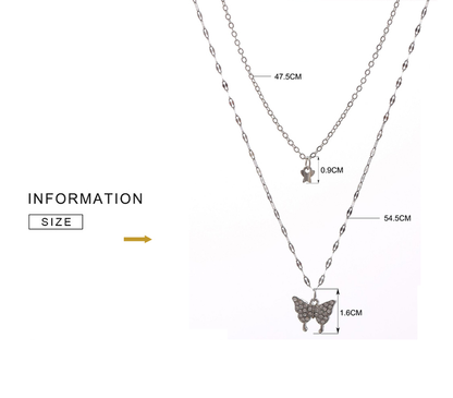 Vivienne | Elegant silver necklace set with a shimmering butterfly pendant