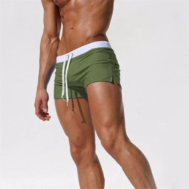 Bañador corto para hombre de secado rápido con cordón, pantalones cortos de playa