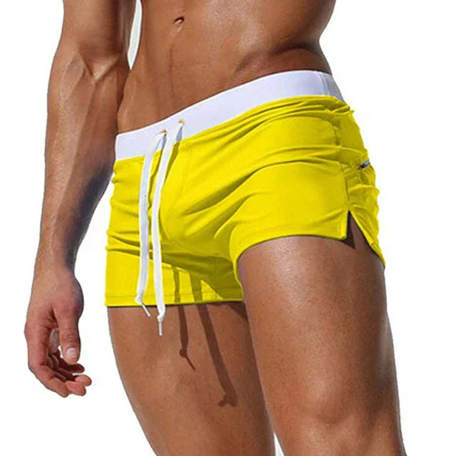 Bañador corto para hombre de secado rápido con cordón, pantalones cortos de playa