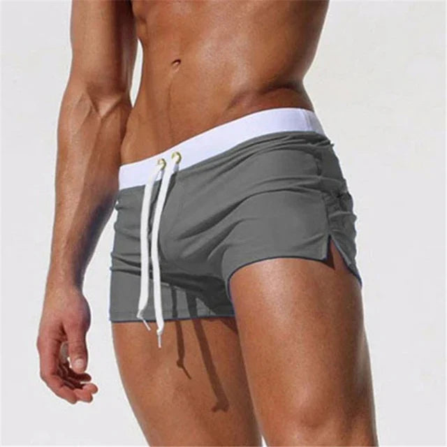 Bañador corto para hombre de secado rápido con cordón, pantalones cortos de playa