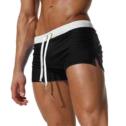 Bañador corto para hombre de secado rápido con cordón, pantalones cortos de playa