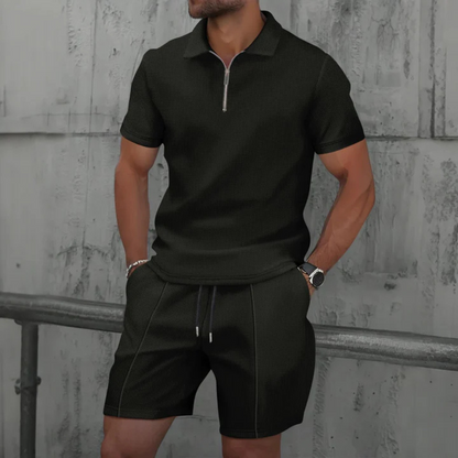 Ensemble Polo à Fermeture Éclair Homme | Short Coordonné Tenue d'Été
