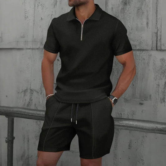 Conjunto Polo con Cremallera para Hombre | Shorts a Juego Traje de Verano