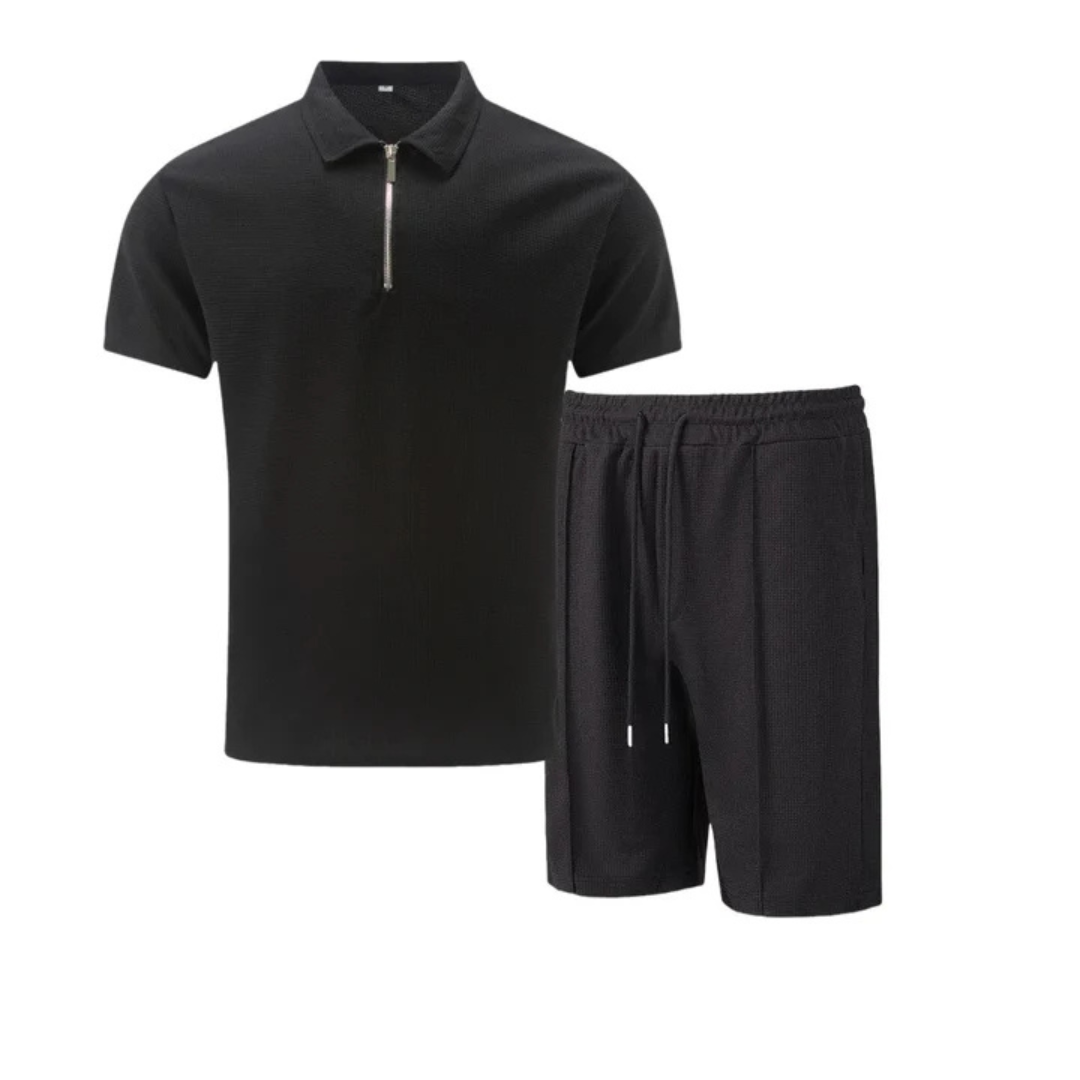 Ensemble Polo à Fermeture Éclair Homme | Short Coordonné Tenue d'Été