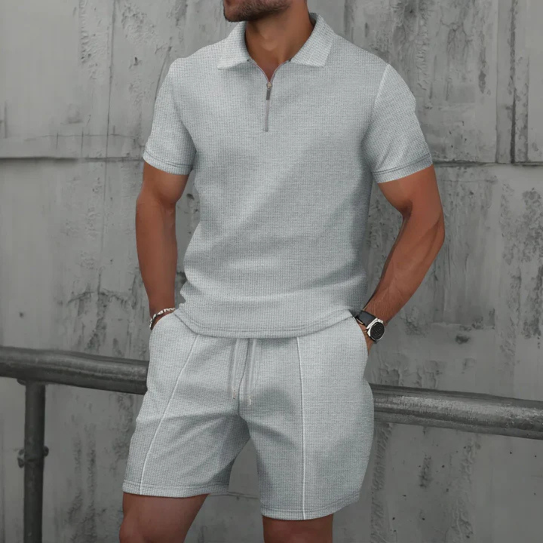Ensemble Polo à Fermeture Éclair Homme | Short Coordonné Tenue d'Été
