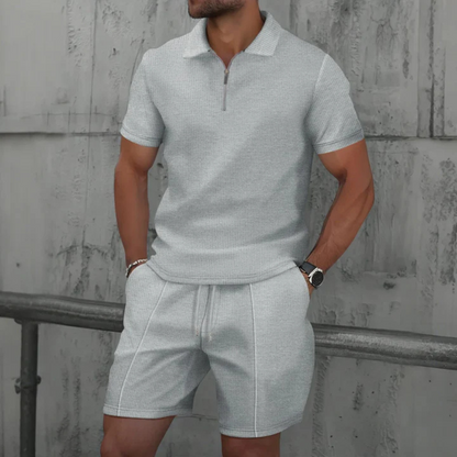 Ensemble Polo à Fermeture Éclair Homme | Short Coordonné Tenue d'Été