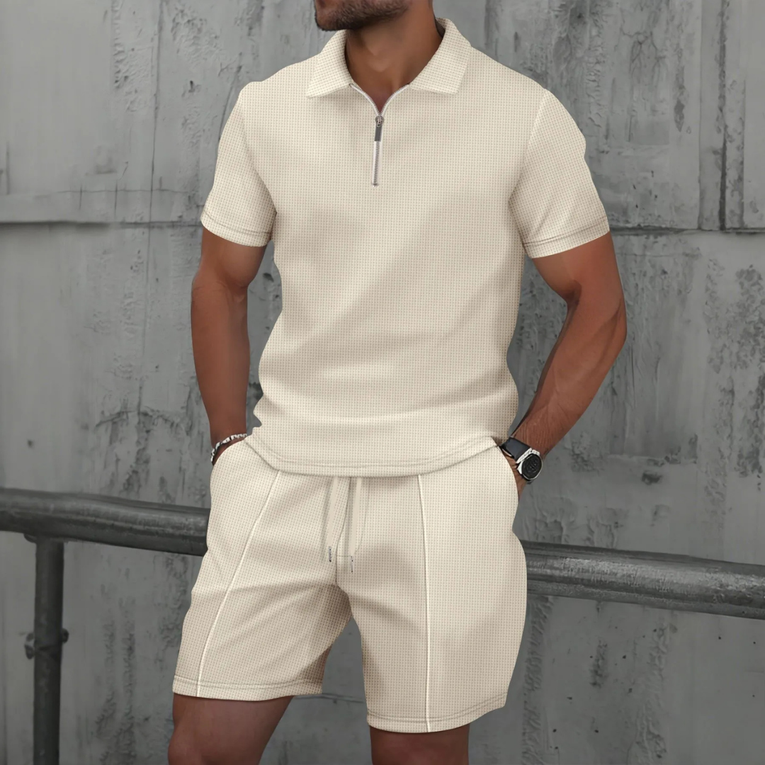 Ensemble Polo à Fermeture Éclair Homme | Short Coordonné Tenue d'Été