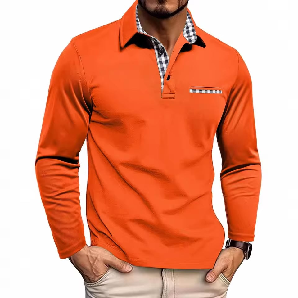 Pánské polo tričko s dlouhým rukávem | Inteligentní casual límec vrchní část