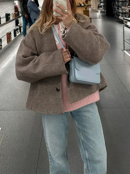 Women's Oversized Wool Blend Coat | Business Casual