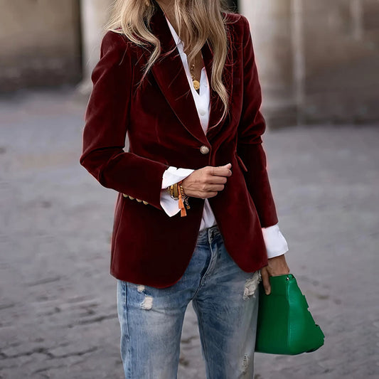 Blazer de terciopelo para mujer de corte ajustado | Inteligente casual