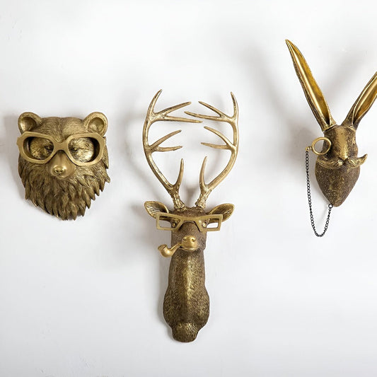 Gold Head | Multifunctional Wall Hook with Decorative Animal Head for Wall Storage