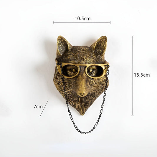 Cabeza Dorada | Gancho de Pared Multifuncional con Cabeza Decorativa de Animal para Almacenamiento en la Pared
