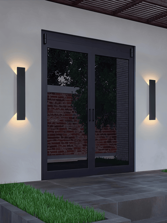 Aplique exterior LED rectangular de aluminio negro
