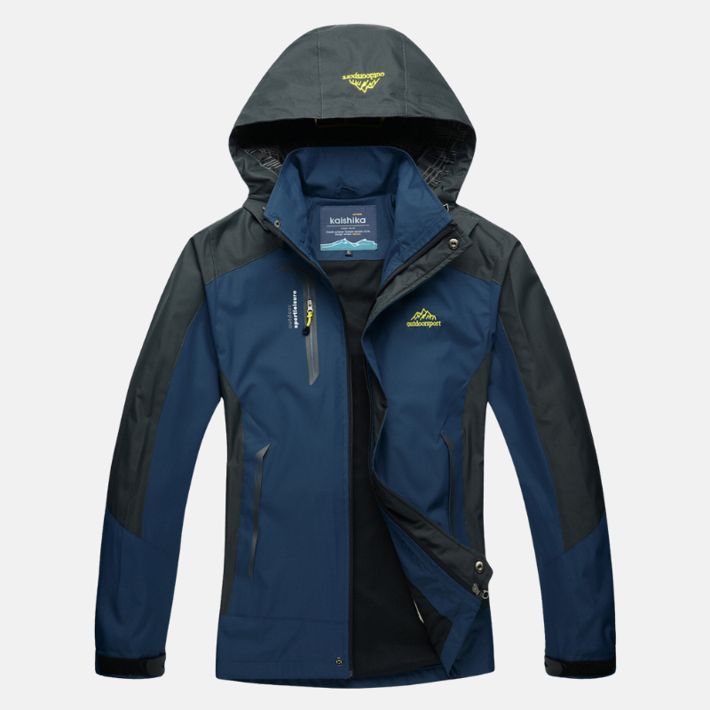 Tkana Kurtka Damska z Kapturem i Rozcięciem Pod Szyją