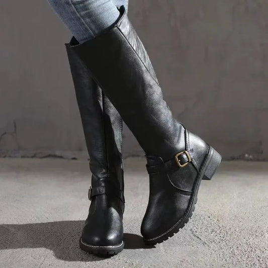 Dámské boty z umělé kůže | Elegantní detail s přezkou a styl