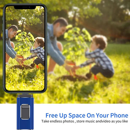 Multi-port OTG USB Flash Drive - USB-A, USB-C, Micro-USB and Lightning (4 in 1)