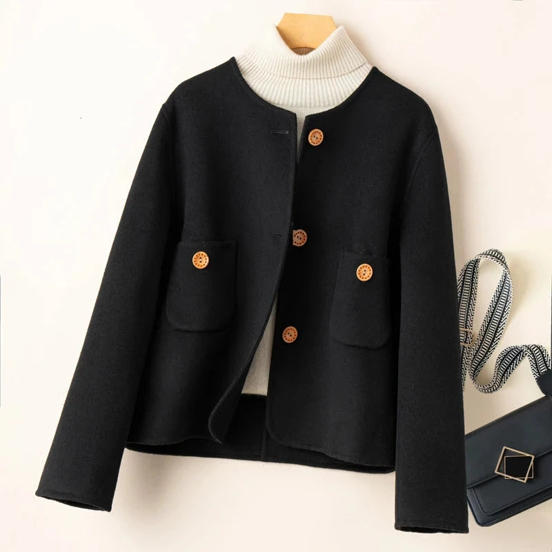Women's Cropped Wool Blend Jacket | Warm and Stylish