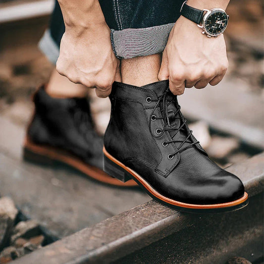 Zapatos de invierno retro de cuero para hombre | Suela de goma antideslizante