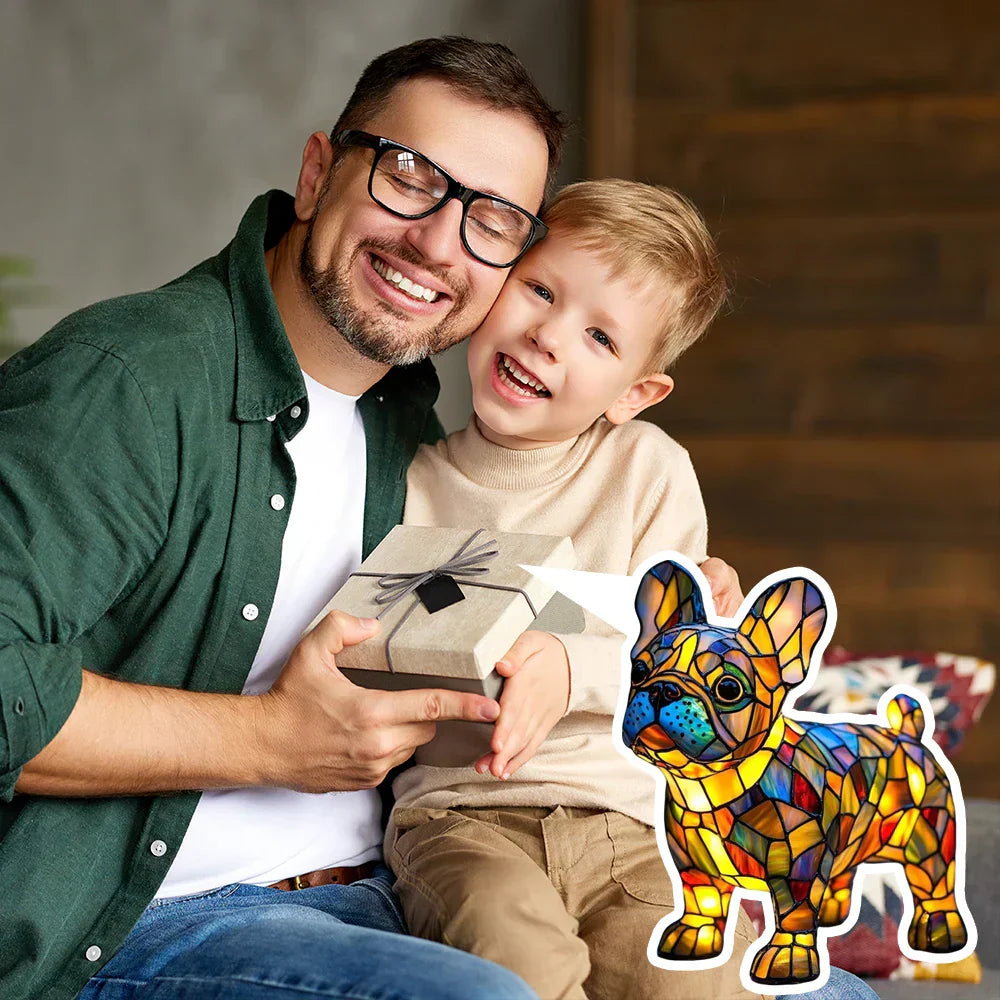 Ręcznie Wykonana Witrażowa Lampa dla Psa | Światło dla Miłośników Psów