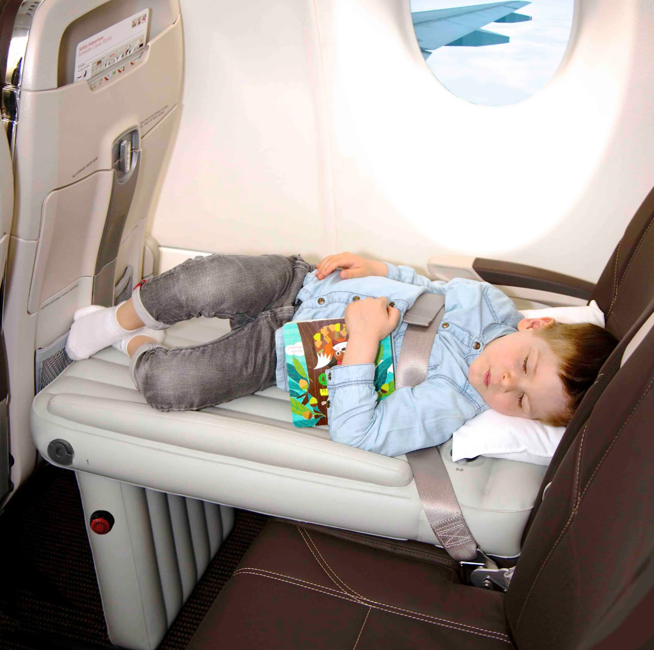 Avion Gonflable pour Enfants, Repose-Pieds, Lit