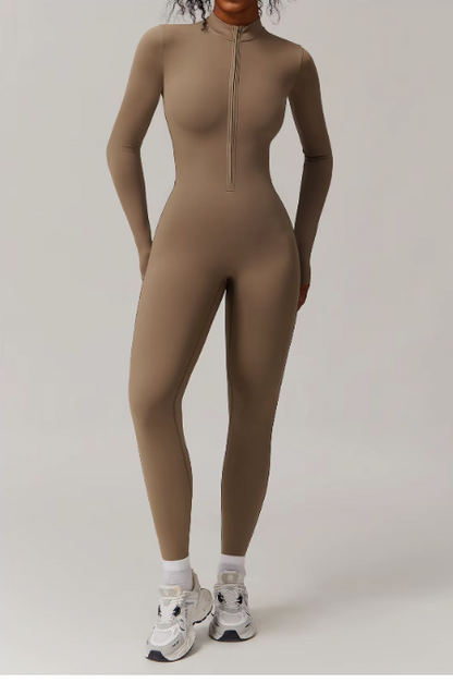 Combinaison pour femme à fermeture éclair | Vêtement de sport extensible sculptant la silhouette