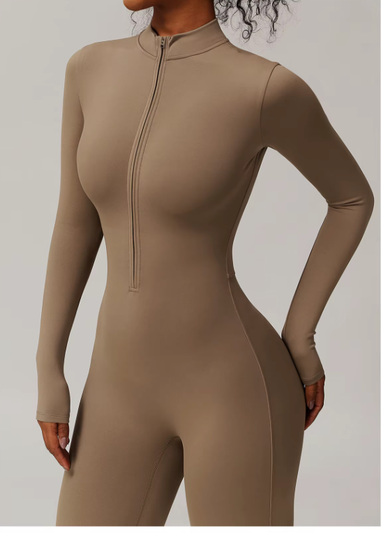 Combinaison pour femme à fermeture éclair | Vêtement de sport extensible sculptant la silhouette