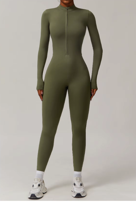 Combinaison pour femme à fermeture éclair | Vêtement de sport extensible sculptant la silhouette