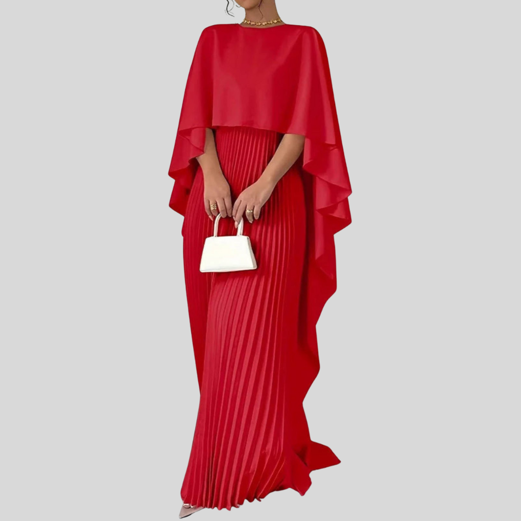 Long Evening Gown with Bat Sleeves | Flowing Stylish Dress Event