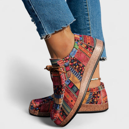 Dámské boho pohodlné tenisky | Polstrované šněrování podrážka