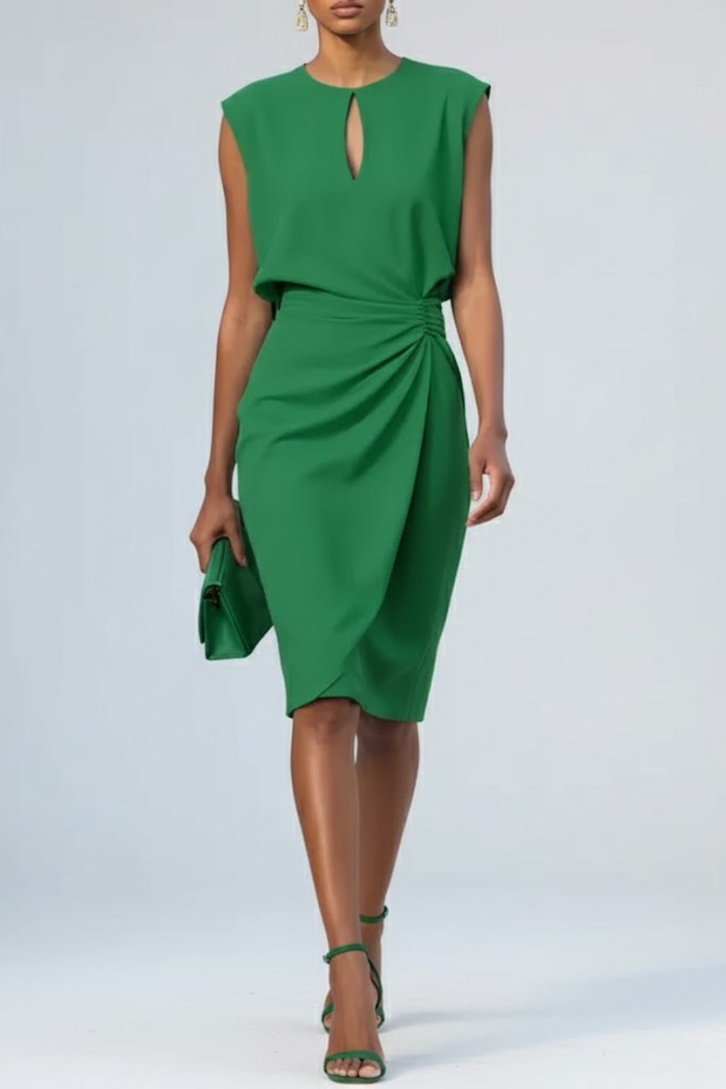 Robe midi à volants pour femme | Style élégant avec détails en forme de trou de serrure